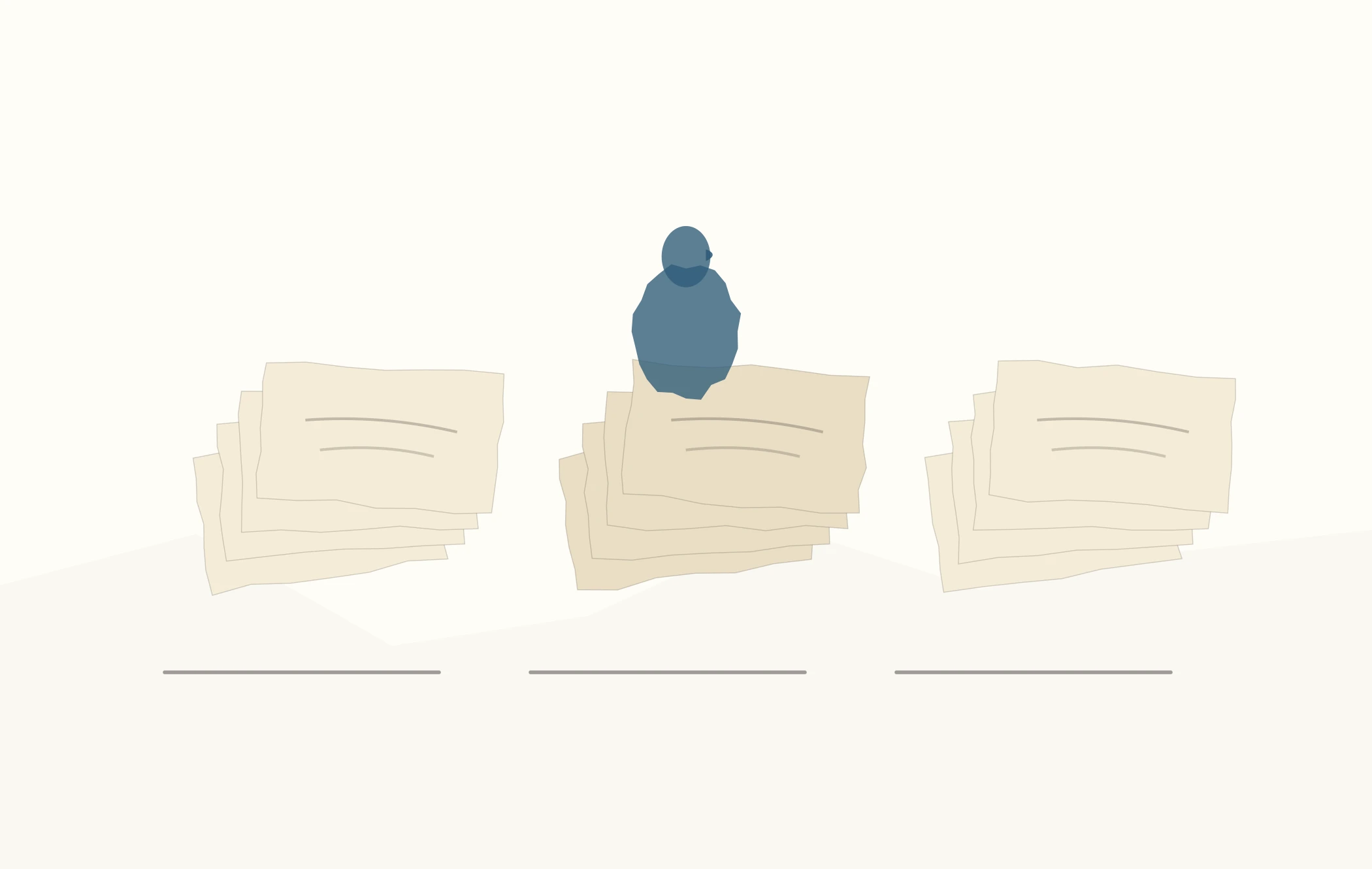 Cards showing possible futures are sorted into piles by how deeply they fit